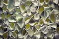 Close up detail of a wall made of white shells,  Abstract background Royalty Free Stock Photo