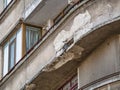 Close up detail with a worn out balcony building in the old town of Bucharest Royalty Free Stock Photo