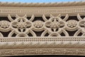 Close up of detailed carvings on the top of Spreckels Organ Pavilion at Balboa Park, San Diego, California