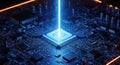 Futuristic CPU with Laser Beam Royalty Free Stock Photo