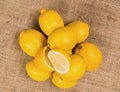 Close up detailed lemons with salad on a canvas