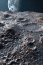 close-up of a detailed moon surface with craters Royalty Free Stock Photo