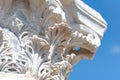 Close-up details of ancient column at Kourion archaeological site. Limassol District, Cyprus