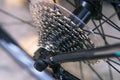 Close up of details bicycle`s gear set, Rear bike cassette Royalty Free Stock Photo