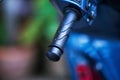 Close up of details black motorcycle Grip On Handlebar Royalty Free Stock Photo