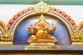 Close-up details of colored colorful statue indian temple, Tamil Nadu, India