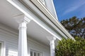 close-up details of deep eaves on a white italianate house