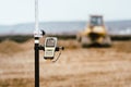 Close up details of gps and theodolite in surveying industry. Construction site details Royalty Free Stock Photo