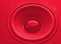 Close up details of loudspeaker woofer red Royalty Free Stock Photo