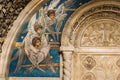Close up details of mosaic panels depicting flying seraphim in chapel-tomb of Paskevich (1870-1889 Years) in