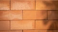 Close-up details of a orange-brown brick wall. red brick wall close up, old brick background. vintage style. And the sunlight and Royalty Free Stock Photo