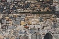 Close up details pattern of background texture of stone brick wall on ancient fortress building from medieval architecture