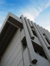 Close up details pf the roger stevens building at the university of leeds a brutalist concrete building by chamberlain powell and