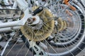 Close up. Details of rear bicycle wheel gears Royalty Free Stock Photo