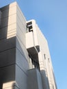 Close up details of the roger stevens building at the university of leeds, a brutalist concrete building by chamberlain powell and