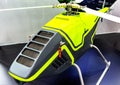 close-up details of specialized industrial drone with yellow-gray coloring