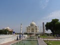 Close-up details Taj Mahal, famous UNESCO historical site, love monument, the greatest white marble tomb in India, Agra, Uttar