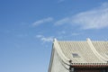 Close-up details of traditional Chinese building roofs with blue Royalty Free Stock Photo