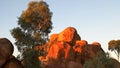 Close up of the devil`s marbles in the northern territory at sunset Royalty Free Stock Photo