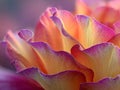 Close-Up of Dew-Covered Pink and Orange Flower Petals Royalty Free Stock Photo