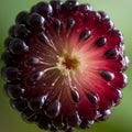 Close-up of a dewberry (Rubus caesius) fruit showcasing deep red and dark purple Royalty Free Stock Photo