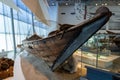 Close up of a Dhow Boat replica for historical education of fishing and transportation in the Middle East Royalty Free Stock Photo