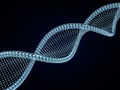 Close up of a diagonal DNA chain against a black background. 3D Royalty Free Stock Photo