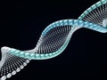 Close up of a diagonal DNA chain against a black background. 3D Royalty Free Stock Photo