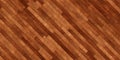 Close up of diagonal wooden long thin rectangle blocks surface background texture or hardwood wallpaper template, flat lay