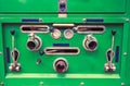 Close up of dials and controls on antique rusting fire truck Royalty Free Stock Photo