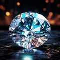 Close-up of diamond on black background. 3D rendering. Royalty Free Stock Photo