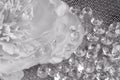 Close up of  diamonds on p textured with accessories Royalty Free Stock Photo