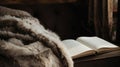 Close-up of a diary and pen, blurred background of a cozy reading nook Royalty Free Stock Photo