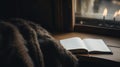 Close-up of a diary and pen, blurred background of a cozy reading nook Royalty Free Stock Photo