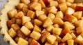 Close Up of Diced Apples and Cinnamon in a Pie Crust Royalty Free Stock Photo