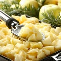 Closeup of diced apples ready for baking Royalty Free Stock Photo