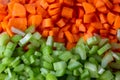 Close up on diced up carrots and celery