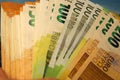 Close-up of different denominations of euro banknotes Royalty Free Stock Photo