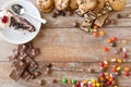 Close up of different sweets on table Royalty Free Stock Photo