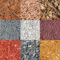 Different types of mineral and vegetal garden mulch Royalty Free Stock Photo