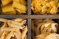 Close-up of different types of pasta
