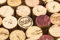 Wine corks from different years Royalty Free Stock Photo
