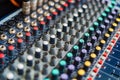 Close-up of DJ`s audio mixing console Royalty Free Stock Photo