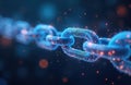 Close up digital chain link showing secure network connection. Cyber security data block encryption concept. Futuristic global Royalty Free Stock Photo