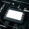 Close-up of a digital device in a tool or equipment case. The device features a Royalty Free Stock Photo