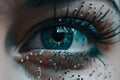 Close-up of a digital eye of cyber women..AI generated Royalty Free Stock Photo