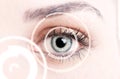 Close-up of digital eye representing new identification technologies Royalty Free Stock Photo