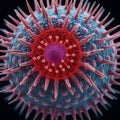 A close up digital illustration of a virus mutation.
