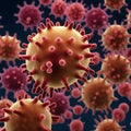 A close up digital illustration of a virus.