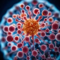 A close up digital illustration of a virus.